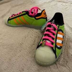 Adidas x The Simpsons shoes. The Simpsons Squishee. Superstar Simpsons.